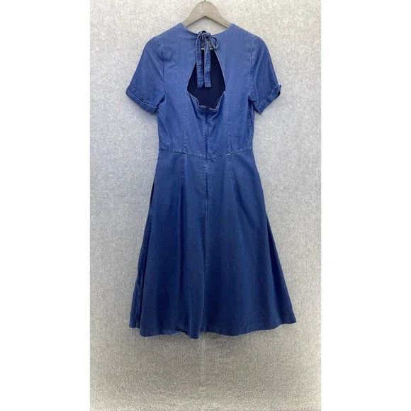 navy blue dress for baby girl Blu Pepper Women's Lyocell Striped Chambray Dress in Chambray Multi/Blue | Size: Medium main image 0